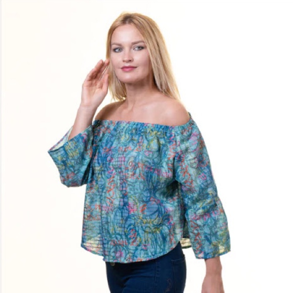European Made Casual Tops 3/4 Sleeve Off Shoulder Blouse for Women